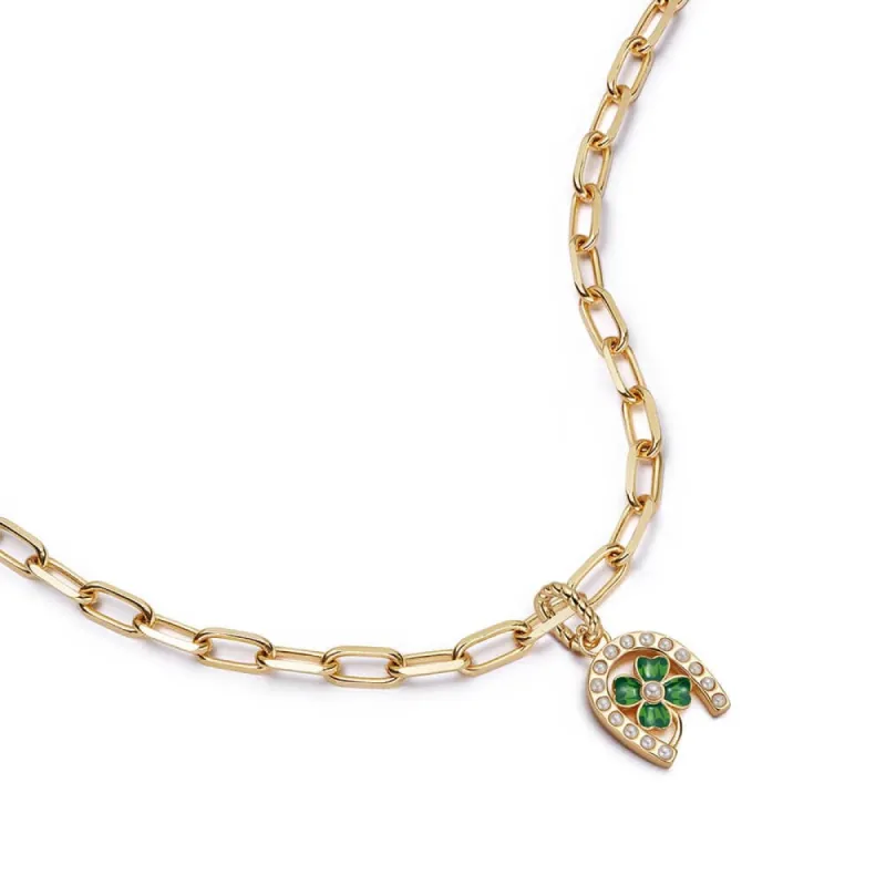 Shrimps Clover Charm Chunky Necklace 18ct Gold Plate sold by Daisy Jewellery