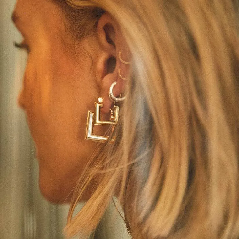 Polly Sayer Chubby Hoop Earring Stack 18ct Gold Plate sold by Daisy Jewellery product image thumbnail 2