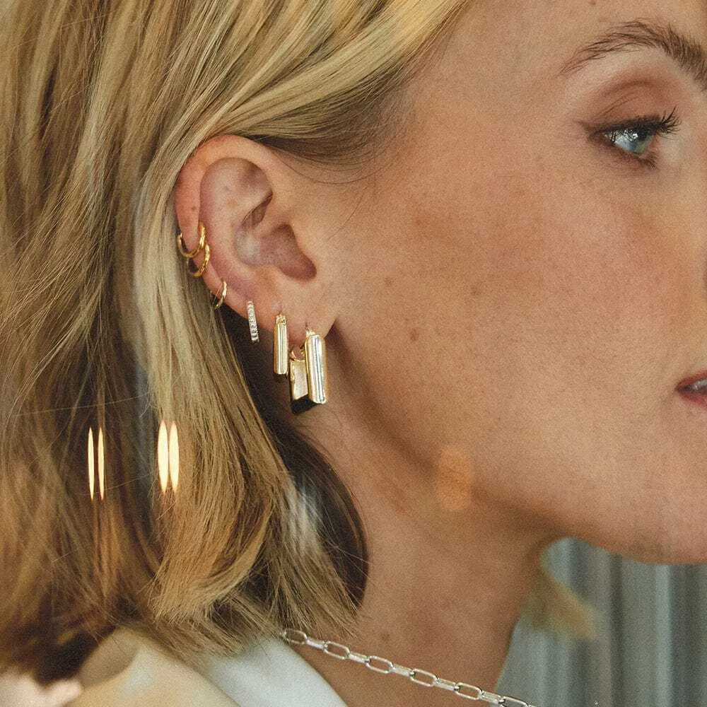 Polly Sayer Chubby Hoop Earring Stack 18ct Gold Plate sold by Daisy Jewellery product image thumbnail 4