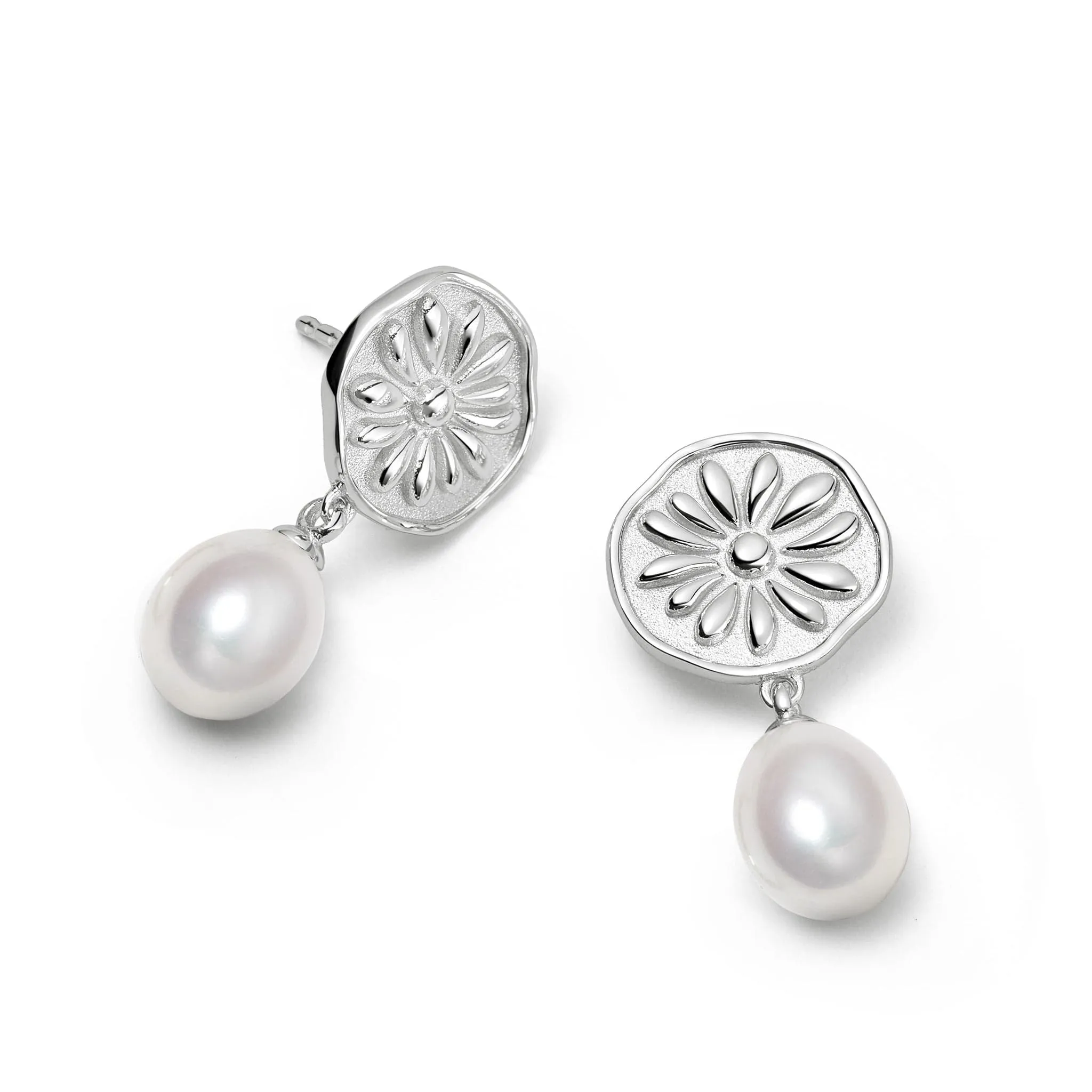 Daisy Pearl Drop Earrings Sterling Silver sold by Daisy Jewellery