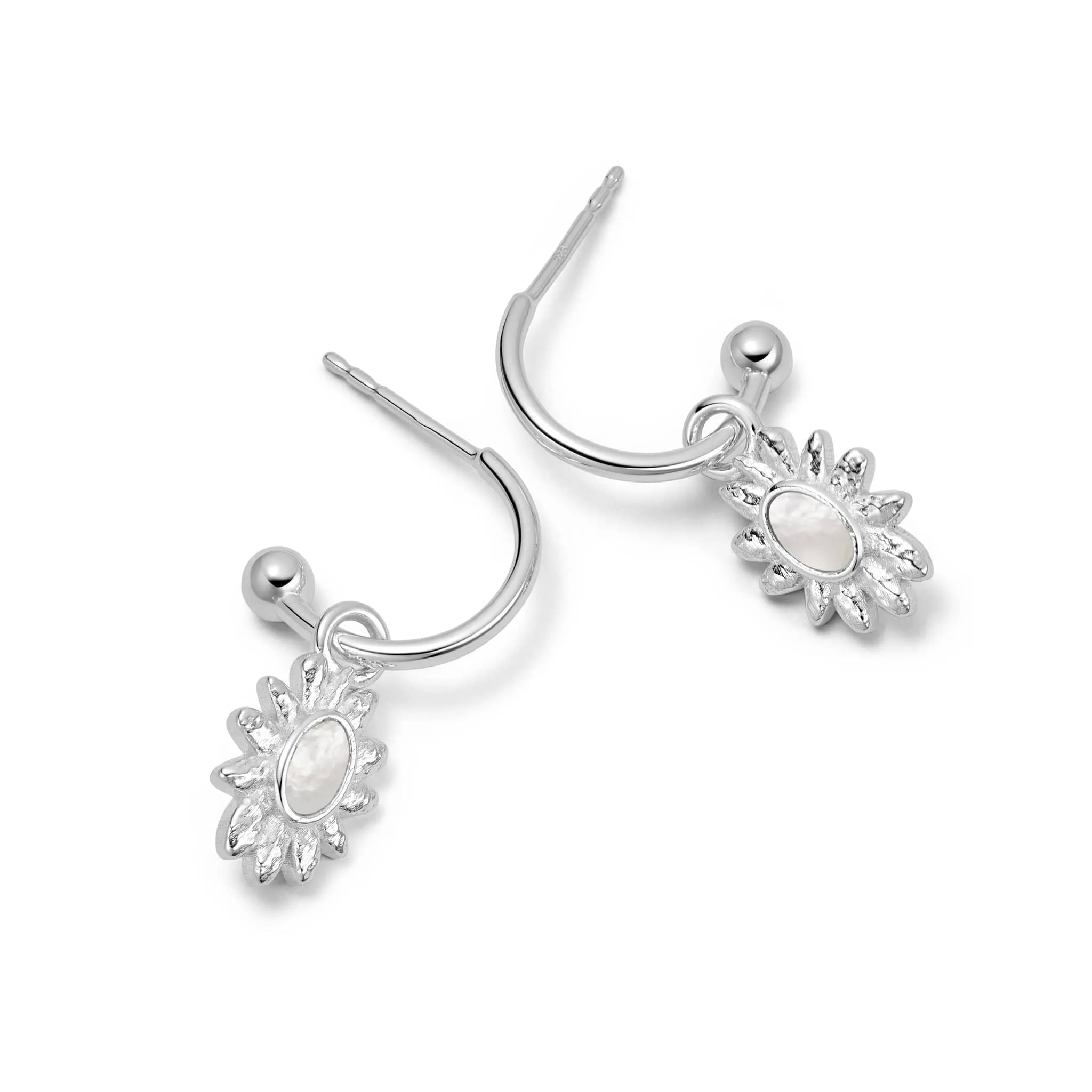 Daisy Mother of Pearl Drop Earrings Sterling Silver sold by Daisy Jewellery