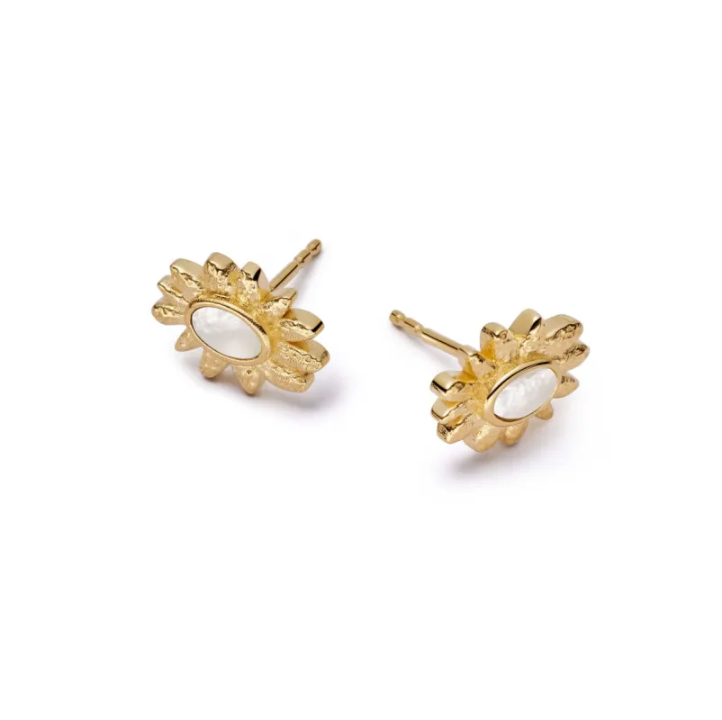 Daisy Mother of Pearl Stud Earrings 18ct Gold Plate sold by Daisy Jewellery