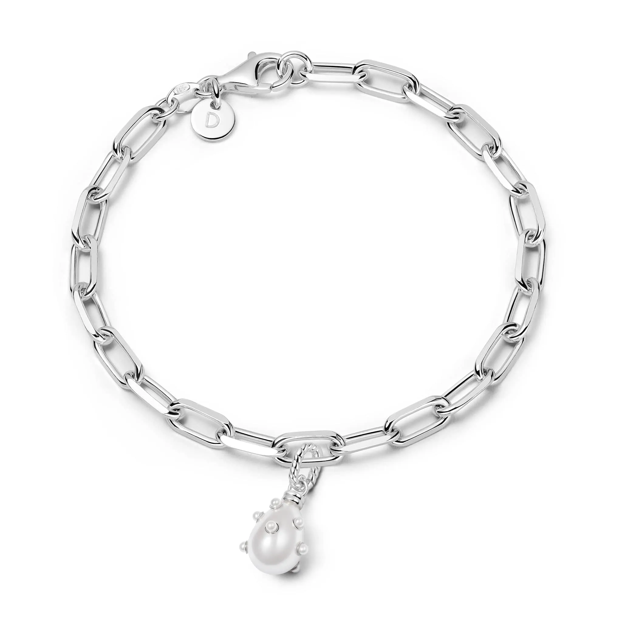 Shrimps Pearl Charm Bracelet Sterling Silver sold by Daisy Jewellery