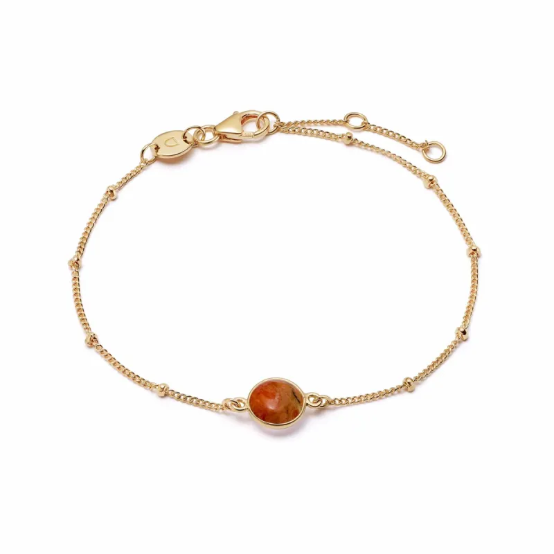 Red Coral Healing Stone Bobble Bracelet 18ct Gold Plate sold by Daisy Jewellery