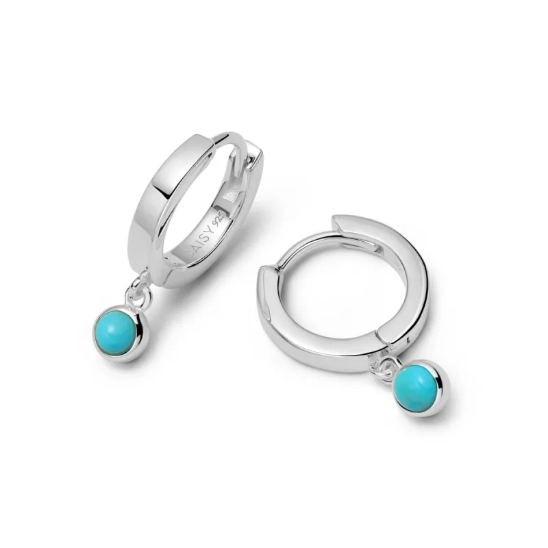 Turquoise Healing Huggie Hoop Earrings Sterling Silver sold by Daisy Jewellery