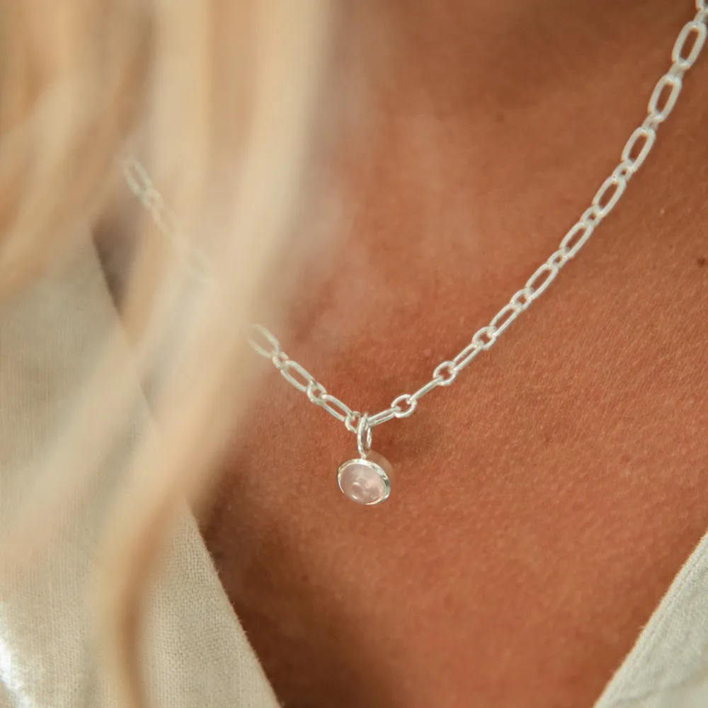 Rose Quartz Chunky Healing Stone Necklace Sterling Silver sold by Daisy Jewellery product image thumbnail 4