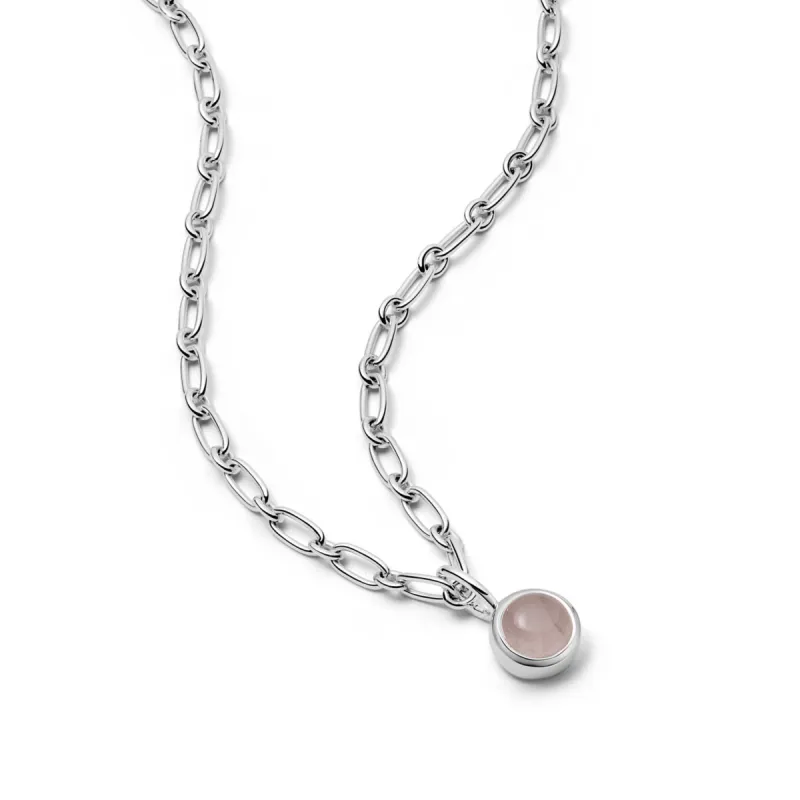 Rose Quartz Chunky Healing Stone Necklace Sterling Silver sold by Daisy Jewellery