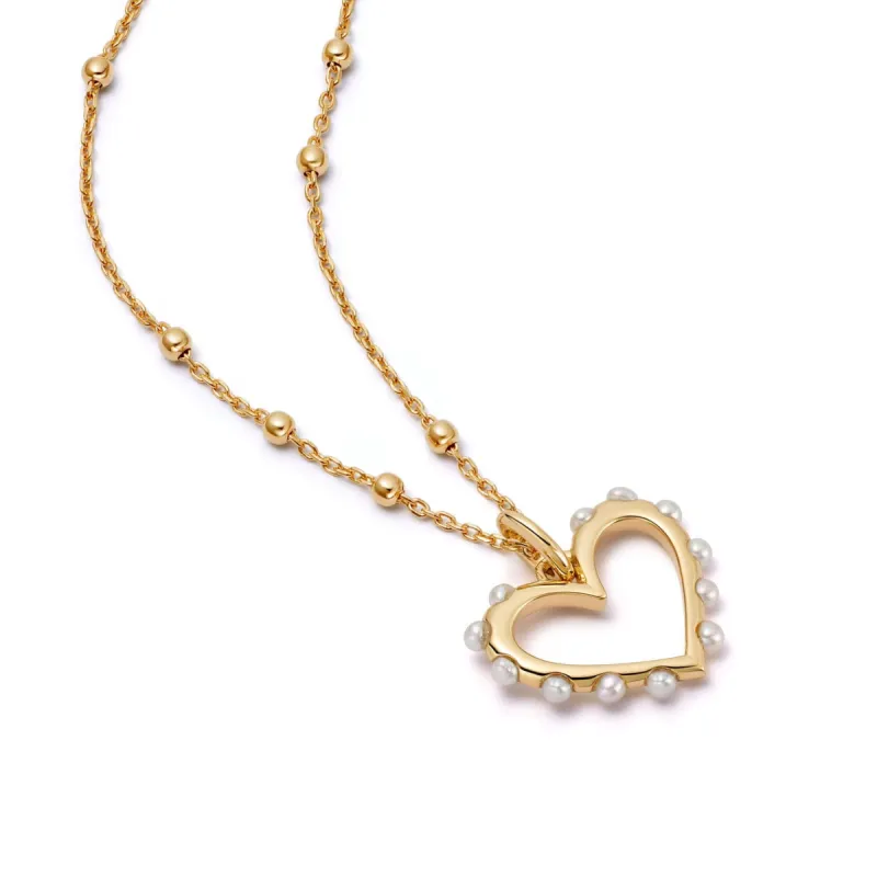 Heart Pearl Pendant Necklace 18ct Gold Plate sold by Daisy Jewellery