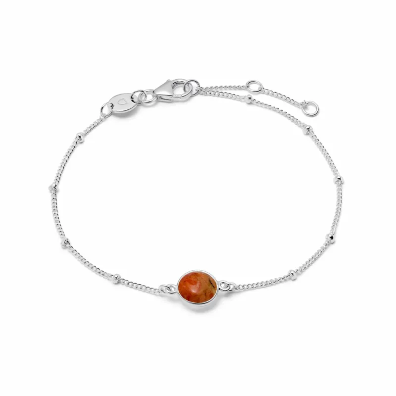 Red Coral Healing Stone Bobble Bracelet Sterling Silver sold by Daisy Jewellery