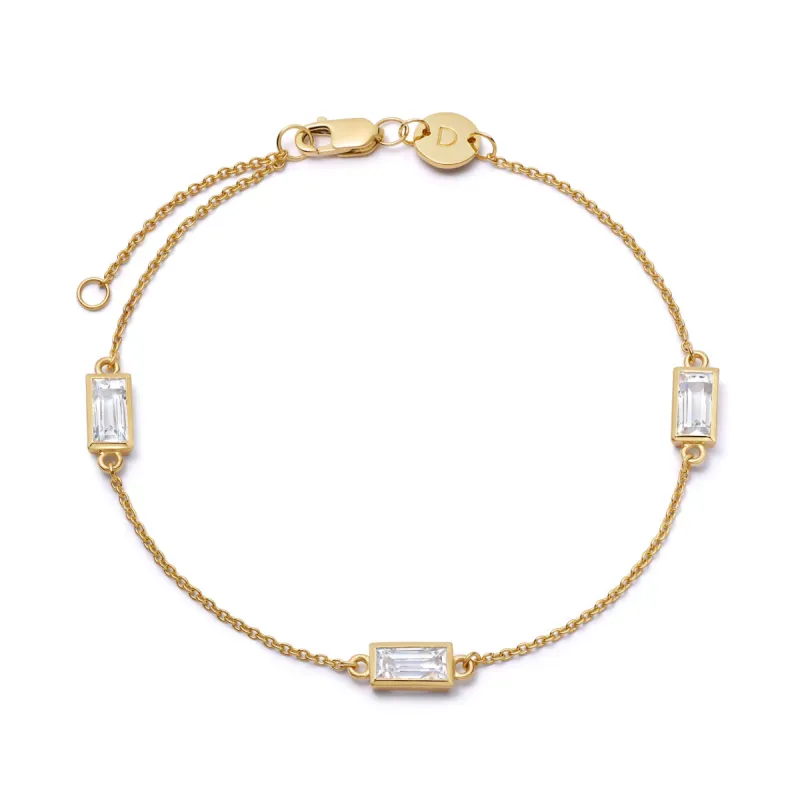 Estée Lalonde Fine Baguette Sapphire Station Bracelet 14ct Solid Gold sold by Daisy Jewellery