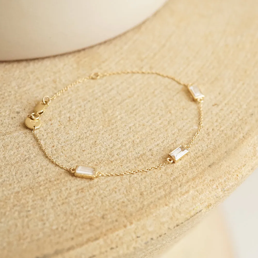 Estée Lalonde Fine Baguette Sapphire Station Bracelet 14ct Solid Gold sold by Daisy Jewellery product image thumbnail 3