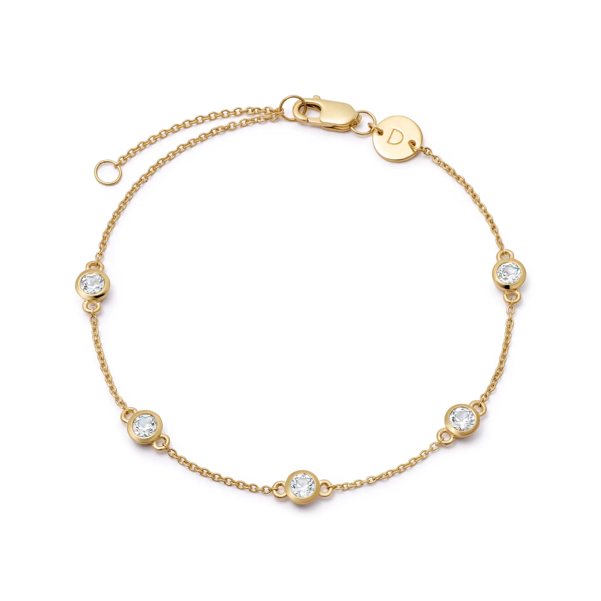 Estée Lalonde Fine Round Sapphire Station Bracelet 14ct Solid Gold sold by Daisy Jewellery