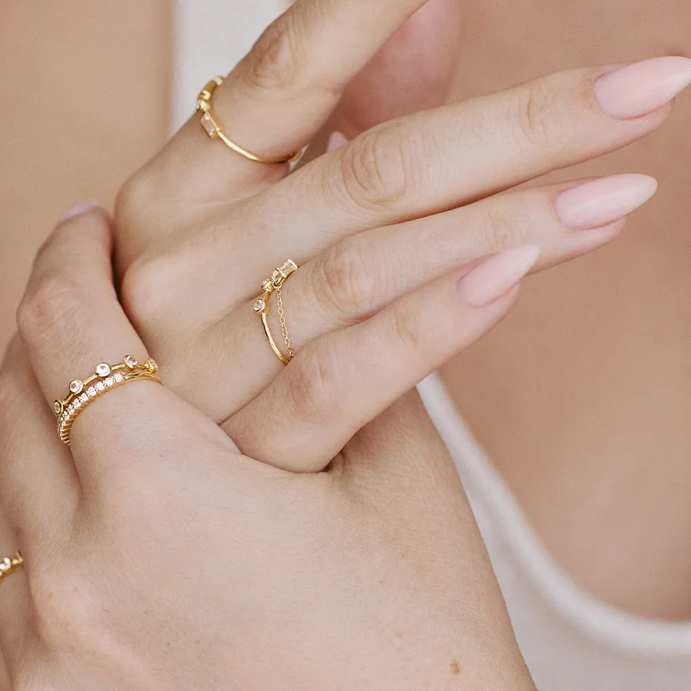 Estée Lalonde Fine Baguette Sapphire Chain Ring 14ct Solid Gold sold by Daisy Jewellery product image thumbnail 2