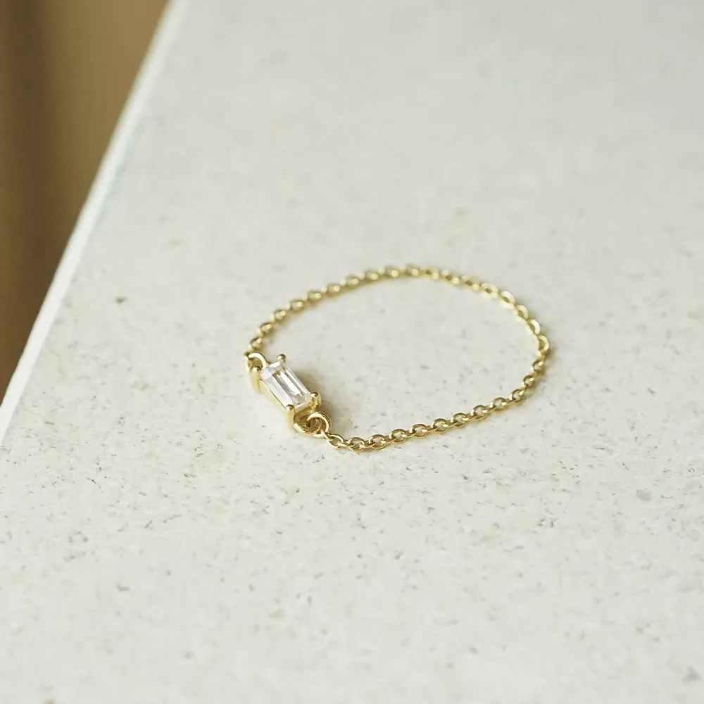 Estée Lalonde Fine Baguette Sapphire Chain Ring 14ct Solid Gold sold by Daisy Jewellery product image thumbnail 3
