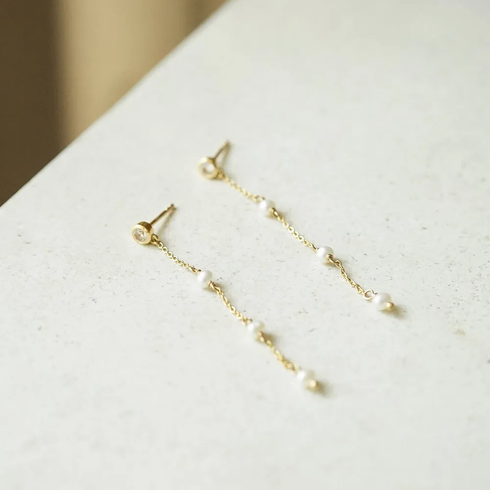Estée Lalonde Fine Sapphire & Pearl Icicle Earrings 14ct Solid Gold sold by Daisy Jewellery product image thumbnail 3