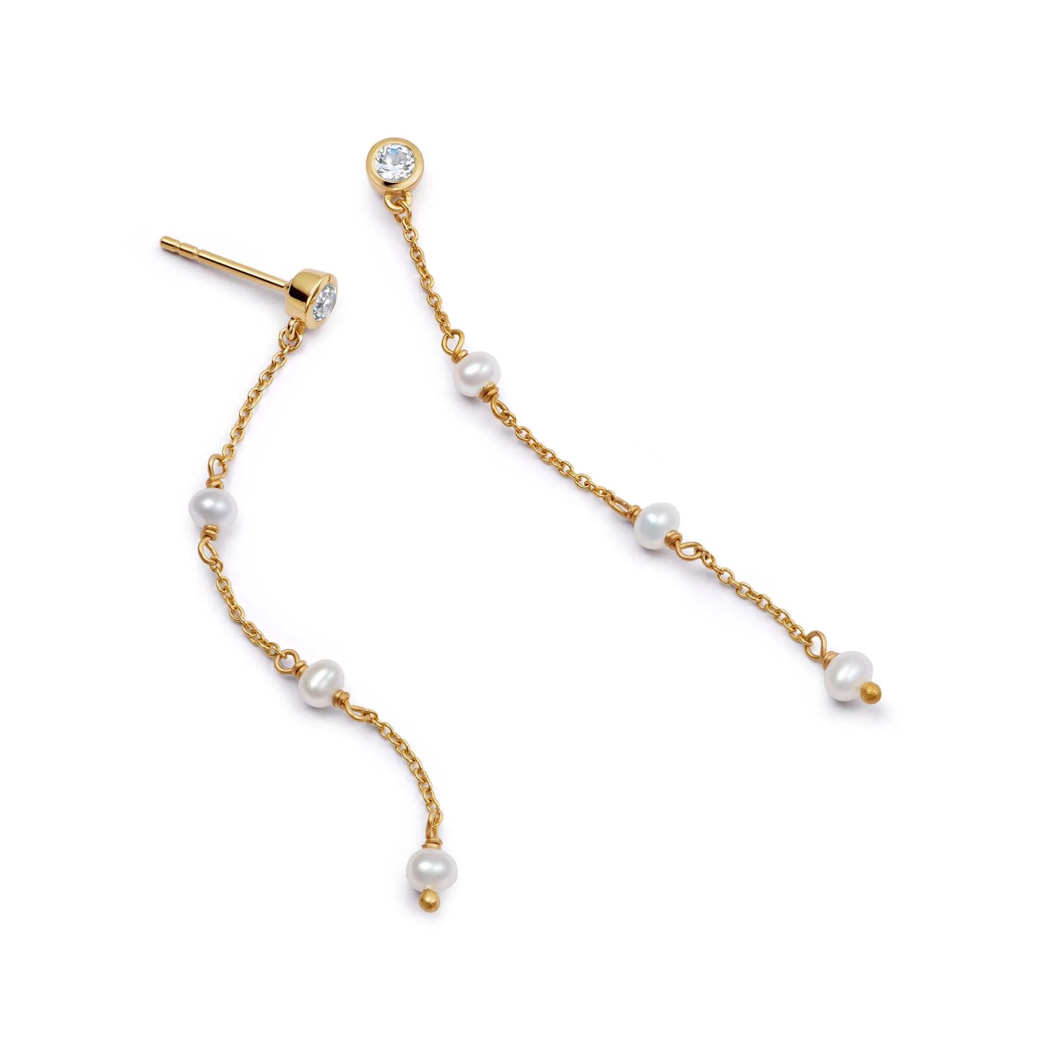 Estée Lalonde Fine Sapphire & Pearl Icicle Earrings 14ct Solid Gold sold by Daisy Jewellery