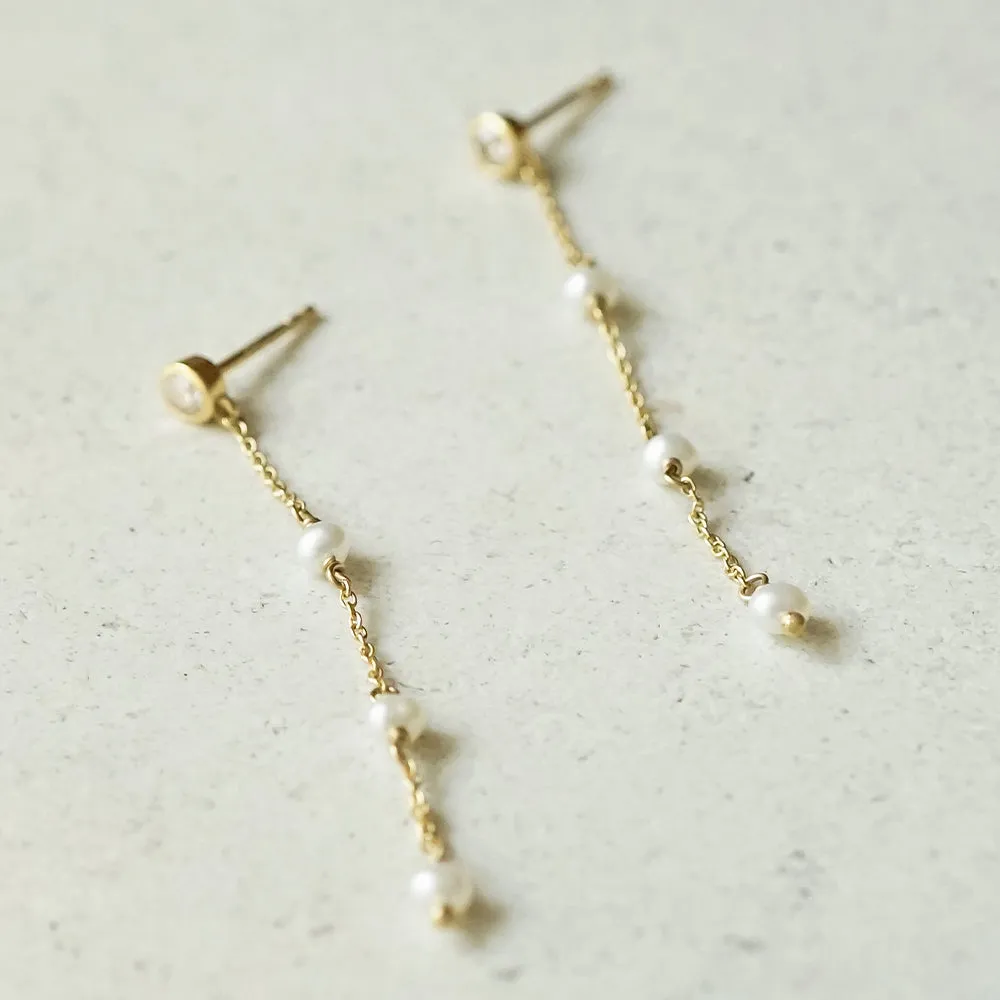Estée Lalonde Fine Sapphire & Pearl Icicle Earrings 14ct Solid Gold sold by Daisy Jewellery product image thumbnail 5