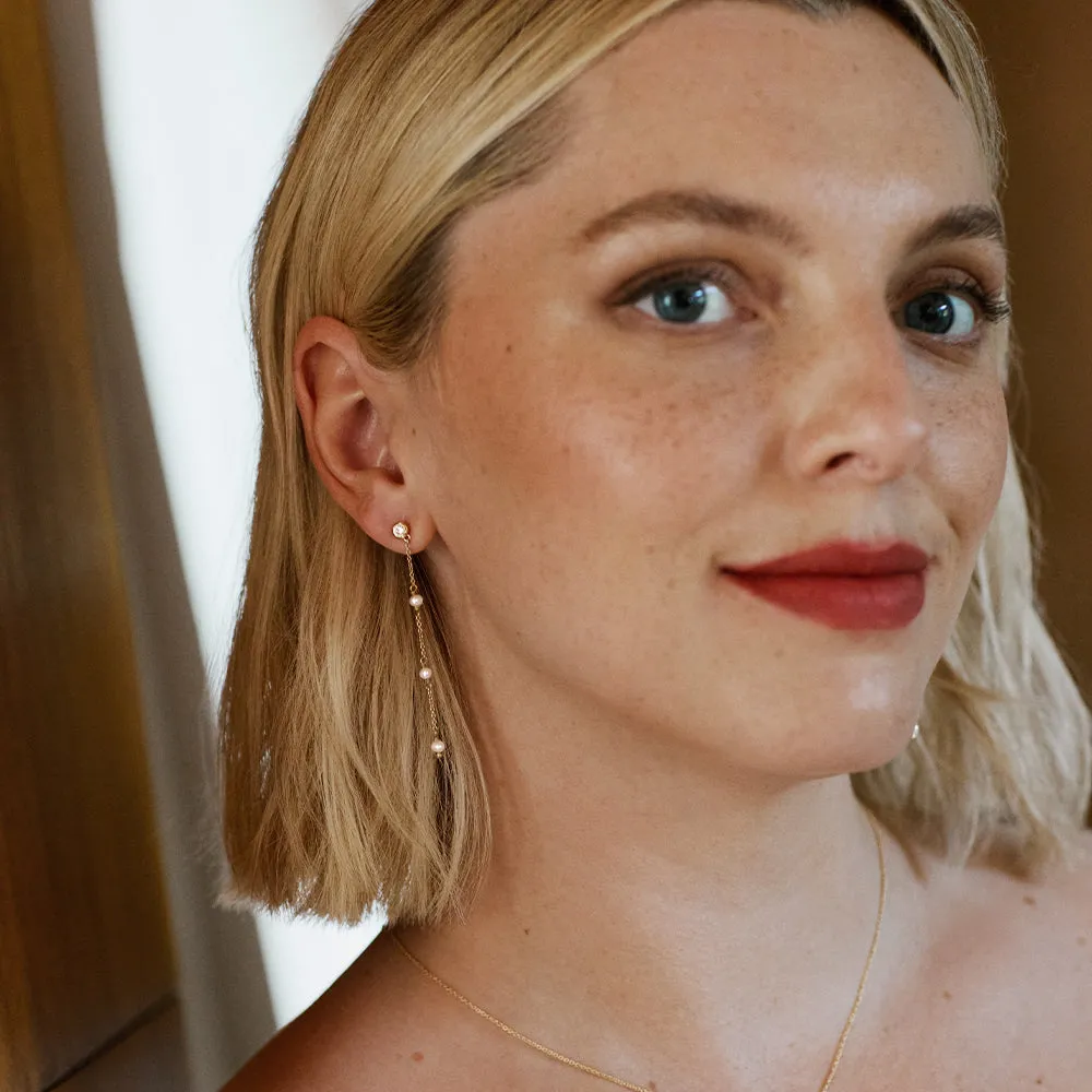 Estée Lalonde Fine Sapphire & Pearl Icicle Earrings 14ct Solid Gold sold by Daisy Jewellery product image thumbnail 4