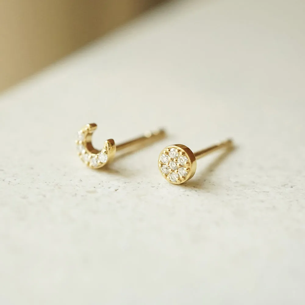 Estée Lalonde Fine Diamond Moon Stud Earring 14ct Solid Gold sold by Daisy Jewellery product image thumbnail 3