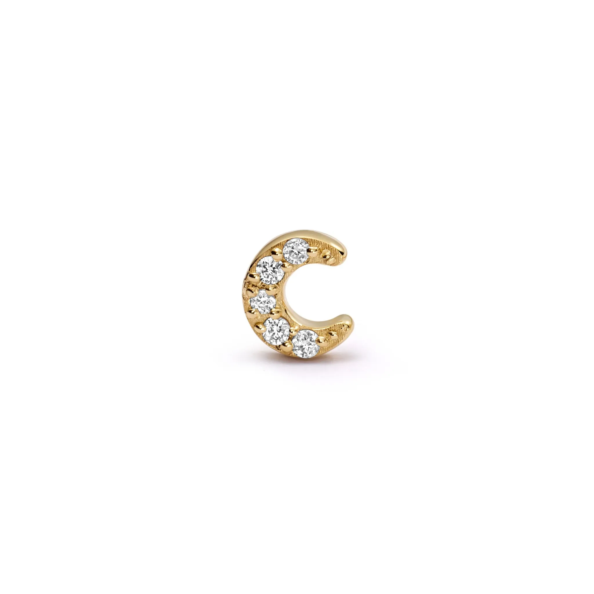 Estée Lalonde Fine Diamond Moon Stud Earring 14ct Solid Gold sold by Daisy Jewellery
