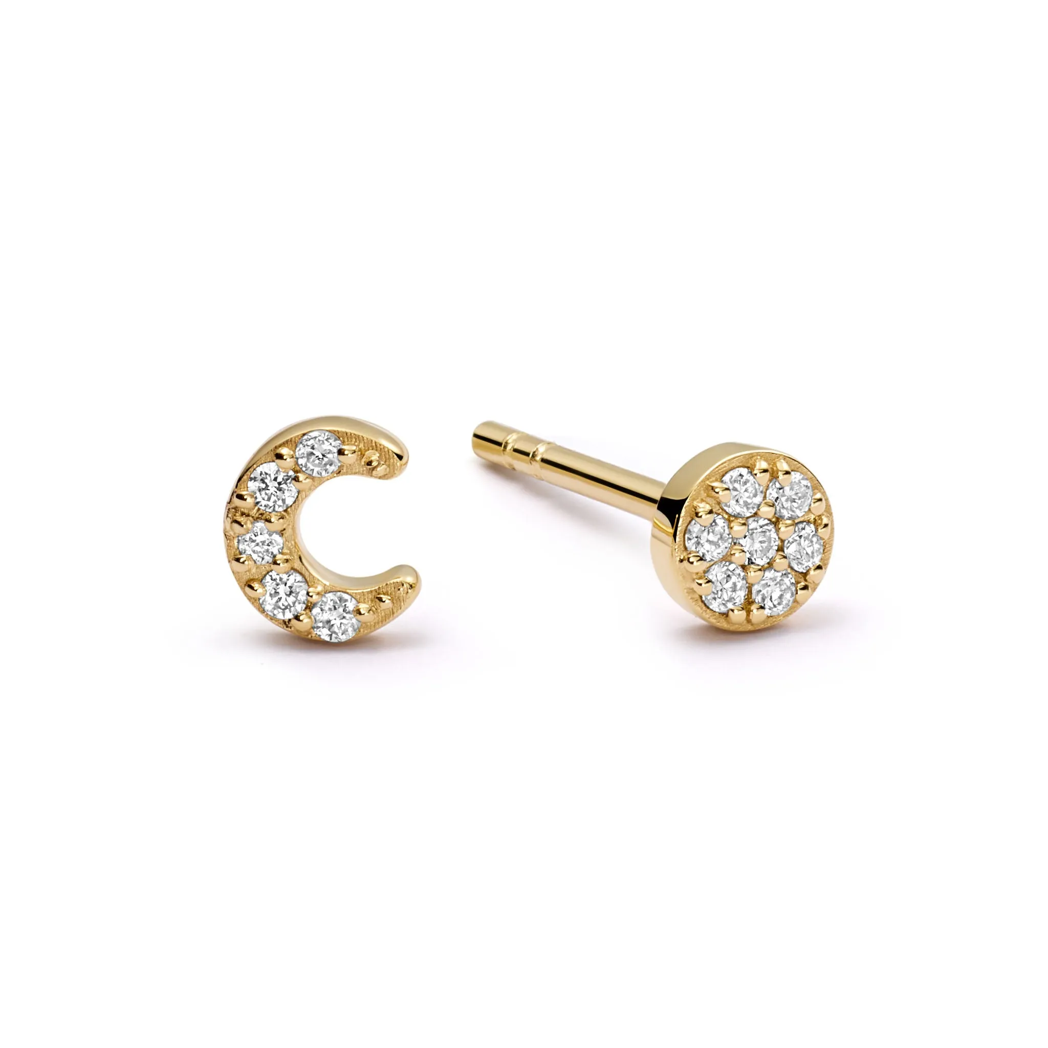 Estée Lalonde Fine Diamond Luna Stud Earrings 14ct Solid Gold sold by Daisy Jewellery