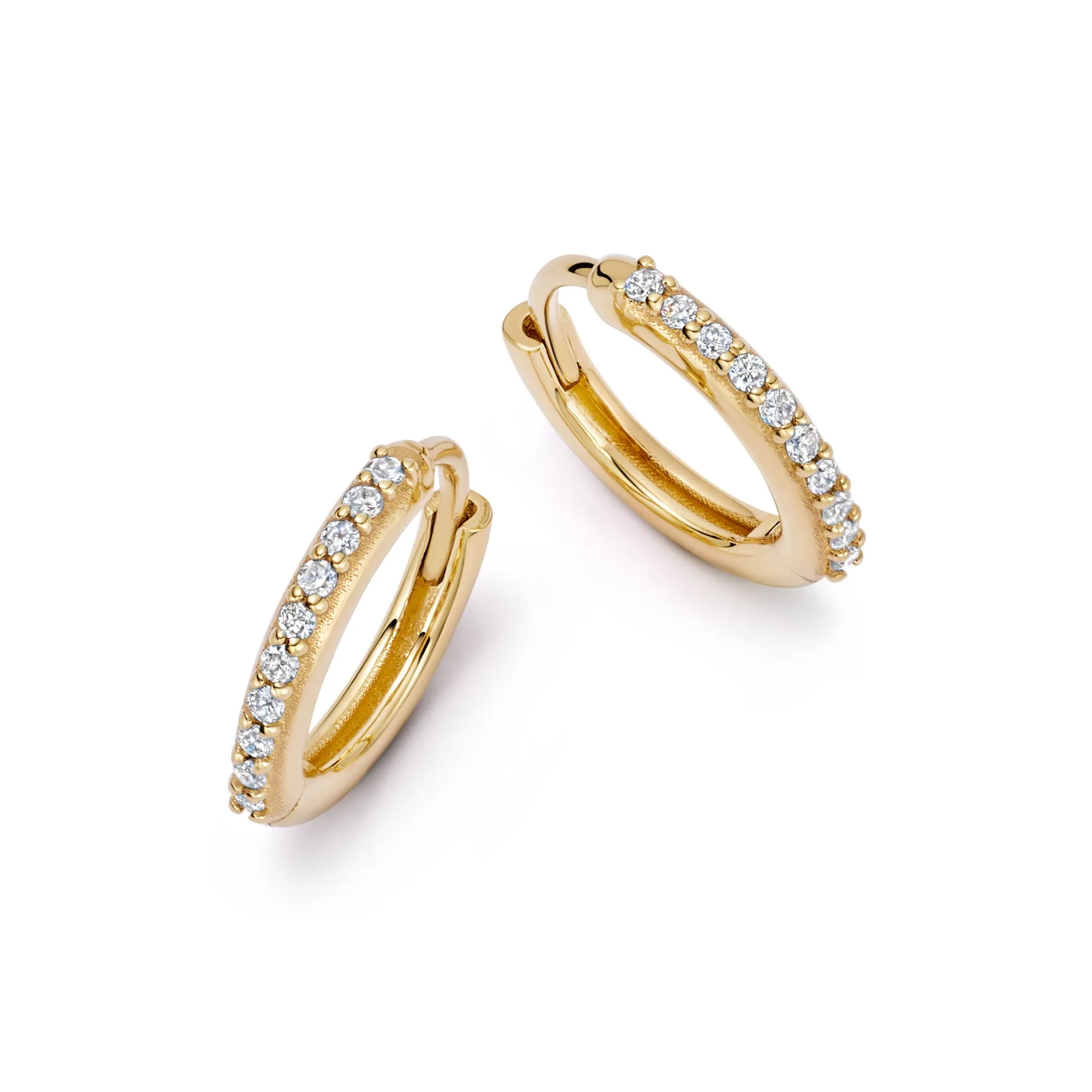 Estée Lalonde Fine Pavé Huggie Hoop Earrings 14ct Solid Gold sold by Daisy Jewellery