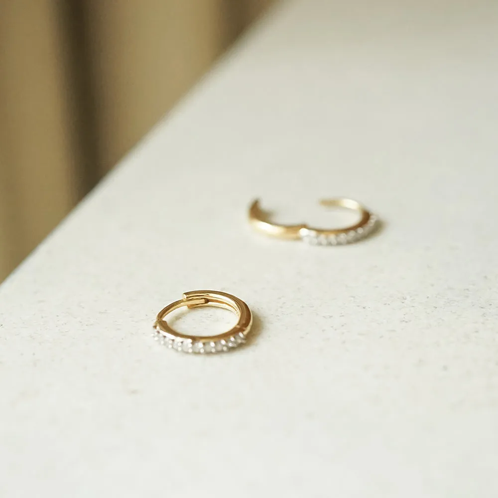Estée Lalonde Fine Pavé Huggie Hoop Earrings 14ct Solid Gold sold by Daisy Jewellery product image thumbnail 5