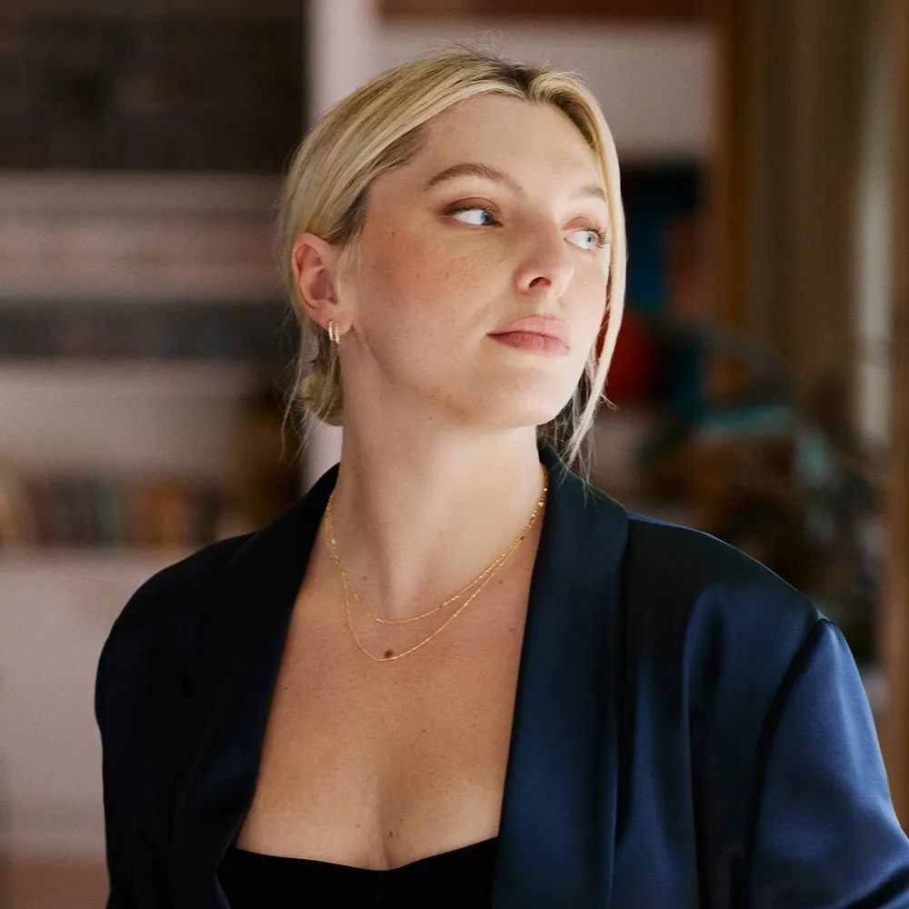 Estée Lalonde Fine Pavé Huggie Hoop Earrings 14ct Solid Gold sold by Daisy Jewellery product image thumbnail 4