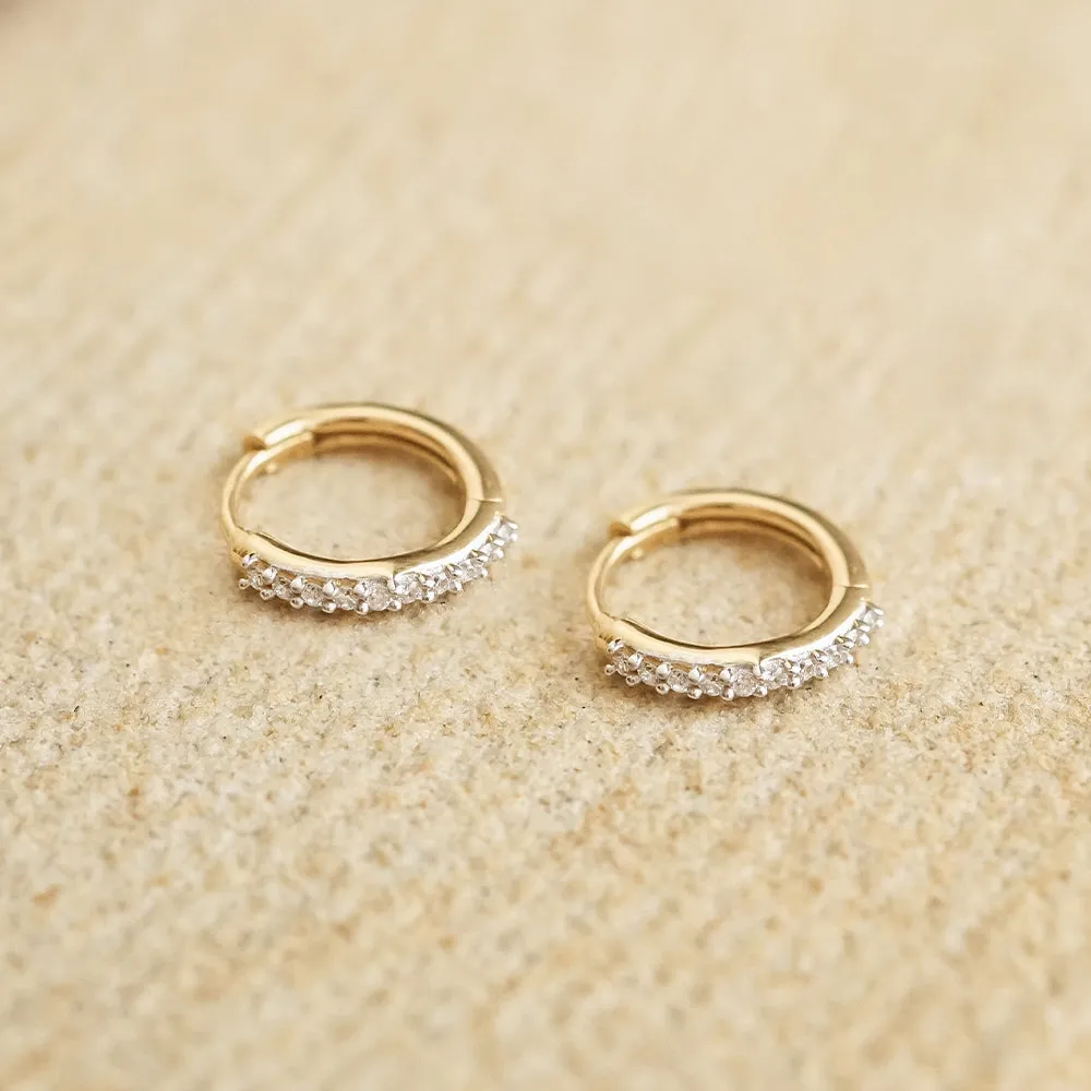 Estée Lalonde Fine Pavé Huggie Hoop Earrings 14ct Solid Gold sold by Daisy Jewellery product image thumbnail 3