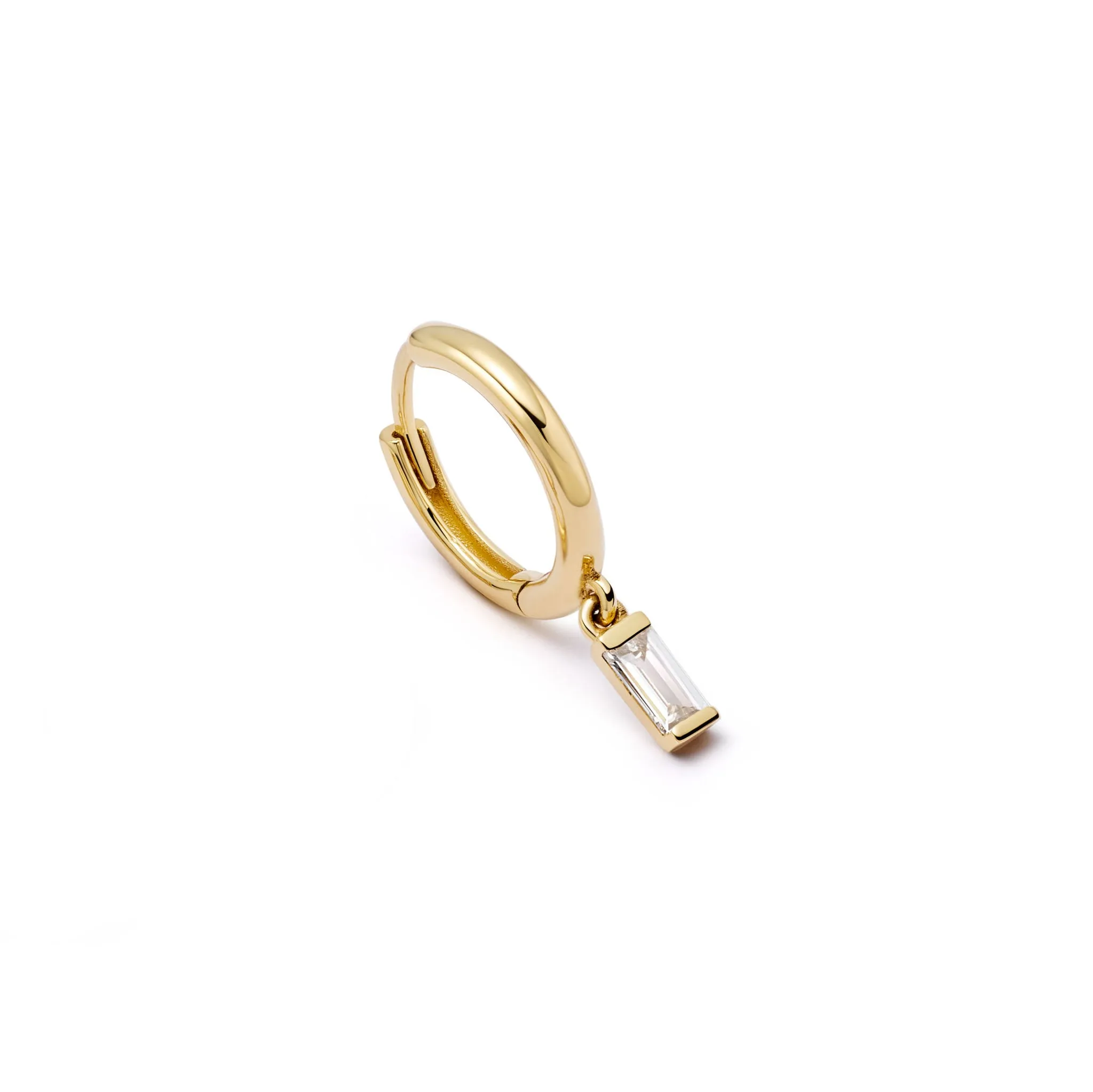 Estée Lalonde Fine Baguette Diamond Single Huggie Earring 14ct Solid Gold sold by Daisy Jewellery