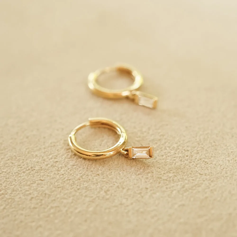 Estée Lalonde Fine Baguette Diamond Single Huggie Earring 14ct Solid Gold sold by Daisy Jewellery product image thumbnail 2