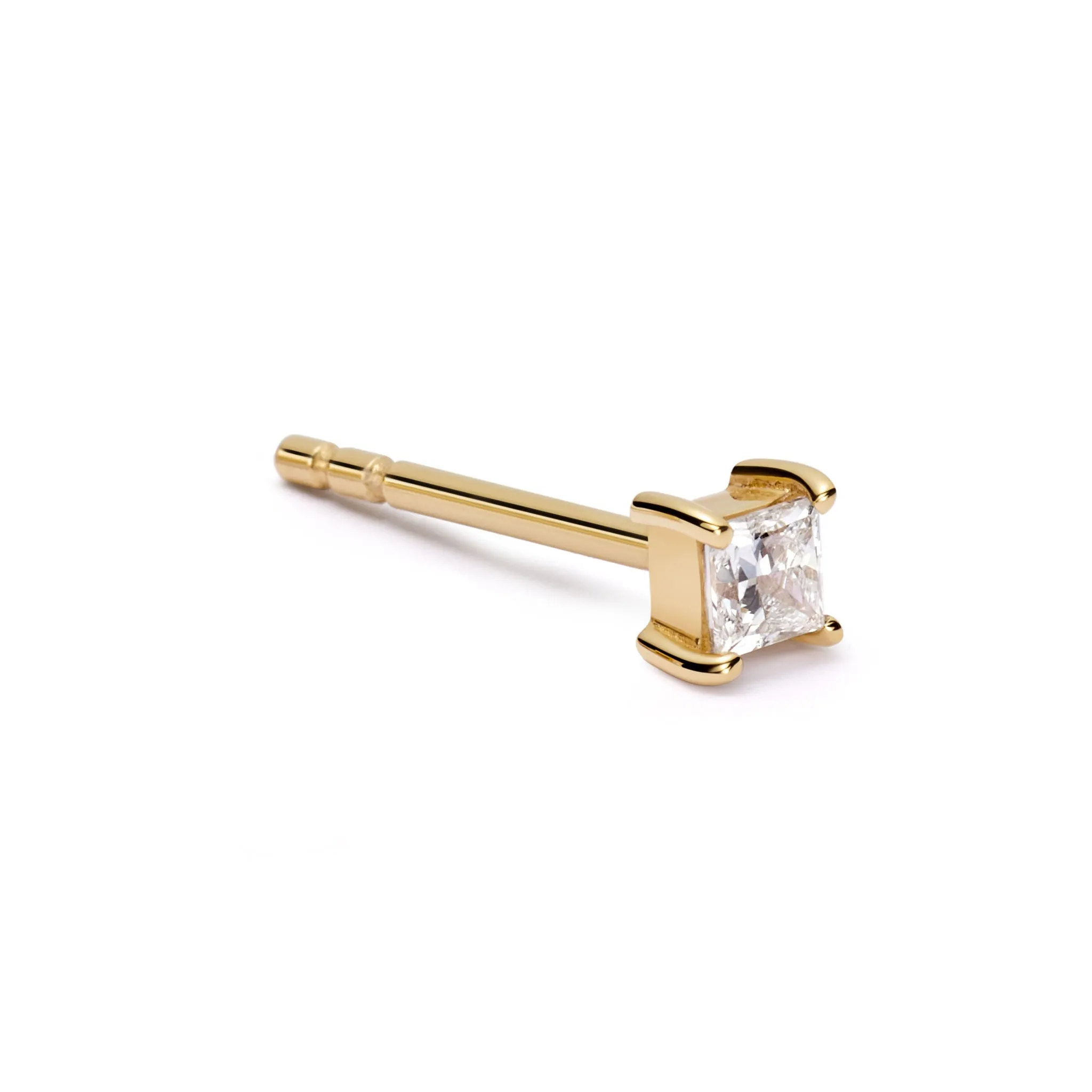 Estée Lalonde Fine Square Diamond Single Stud Earring 14ct Solid Gold sold by Daisy Jewellery
