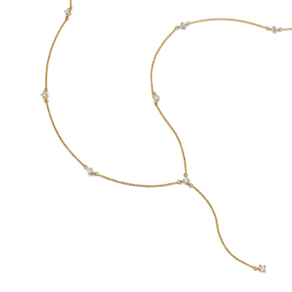 Estée Lalonde Fine Sapphire Station Lariat Necklace 14ct Solid Gold sold by Daisy Jewellery