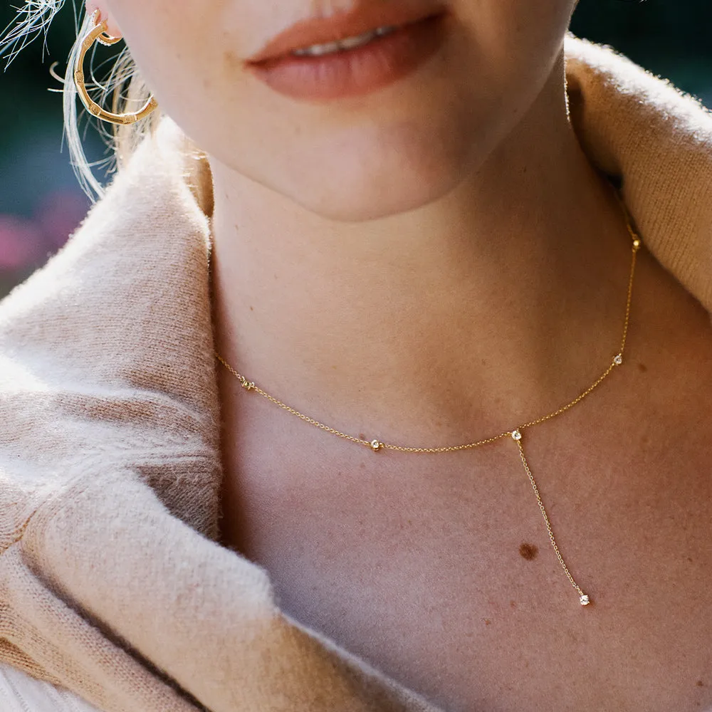 Estée Lalonde Fine Sapphire Station Lariat Necklace 14ct Solid Gold sold by Daisy Jewellery product image thumbnail 2