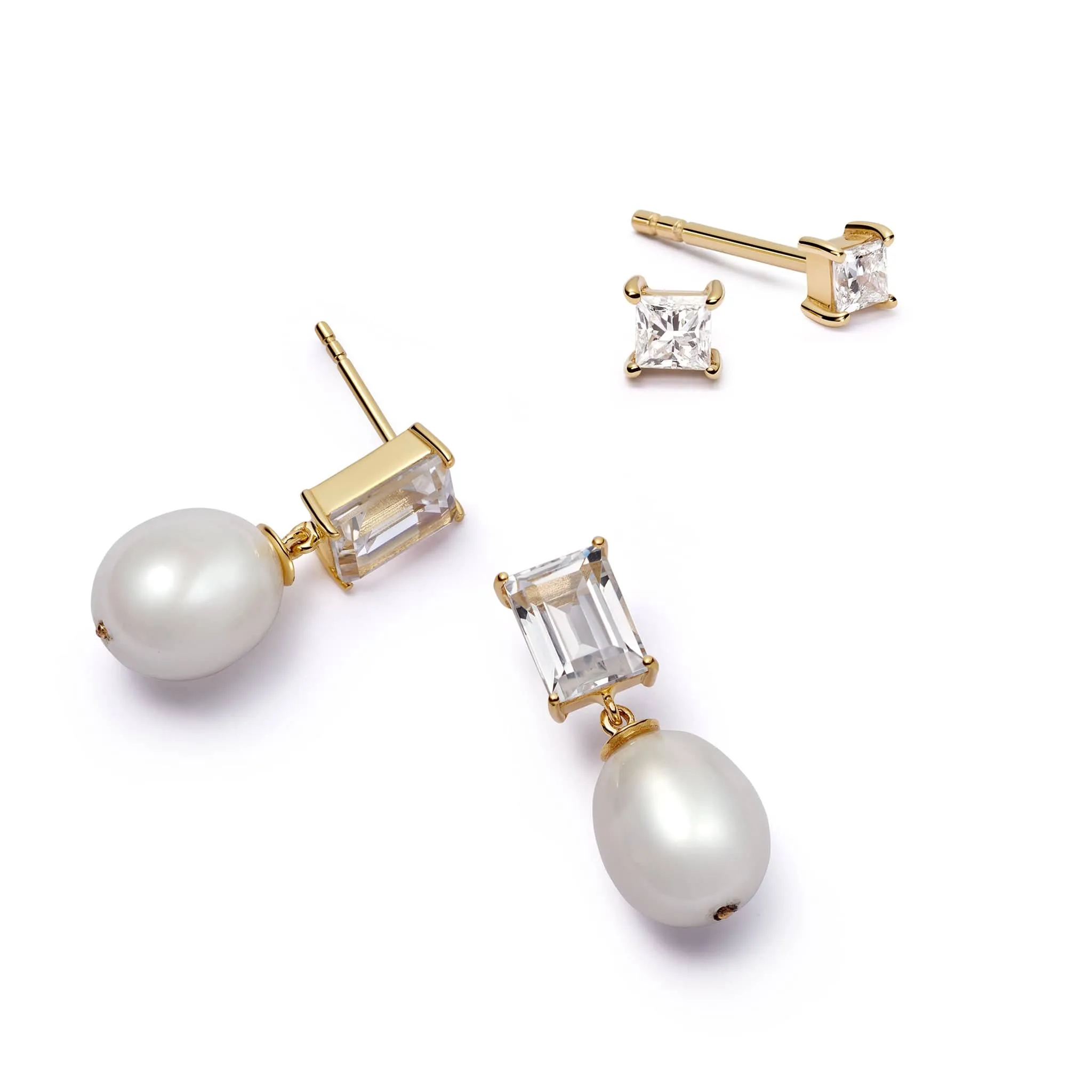 Estée Lalonde Fine Diamond, Sapphire and Pearl Earring Stack 14ct Solid Gold sold by Daisy Jewellery