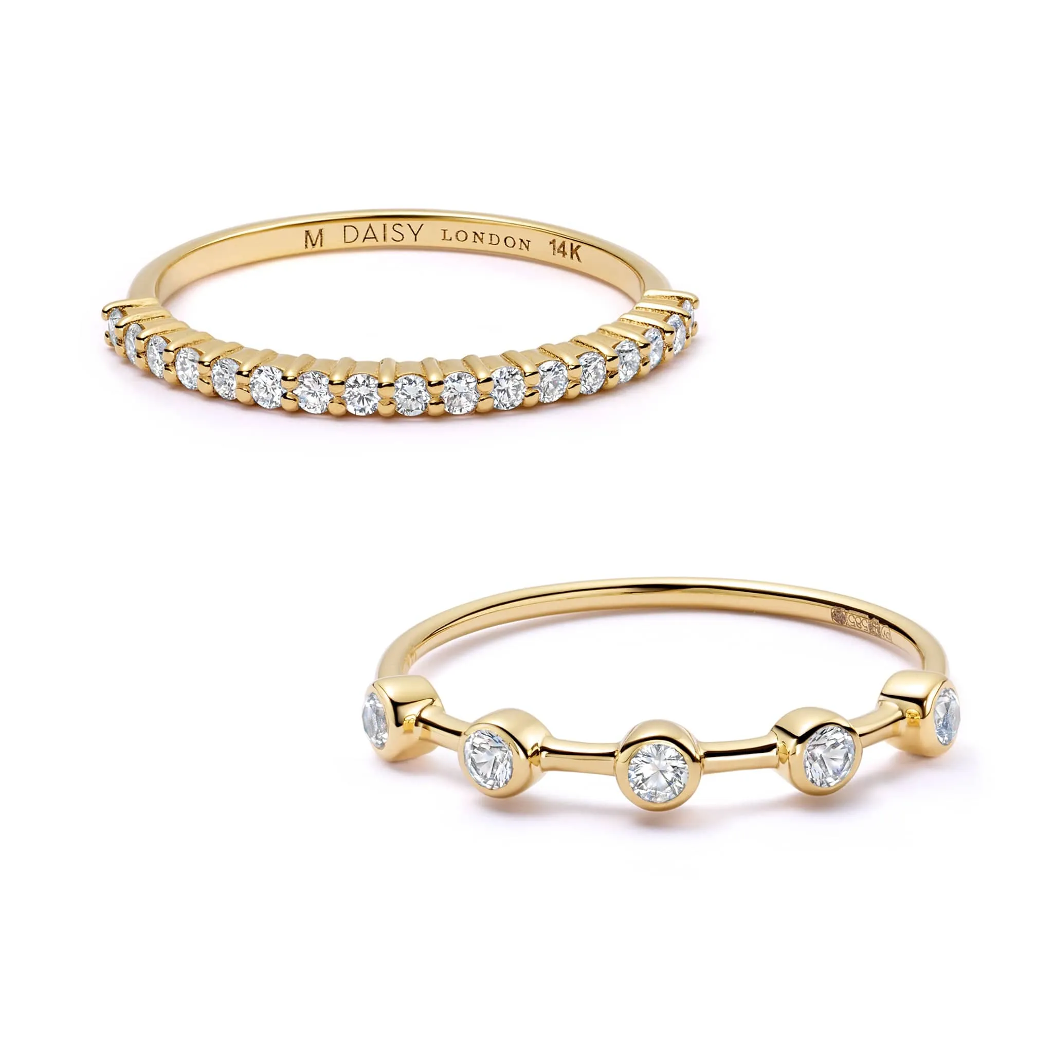 Estée Lalonde Fine Diamond And Sapphire Ring Stack 14ct Solid Gold sold by Daisy Jewellery