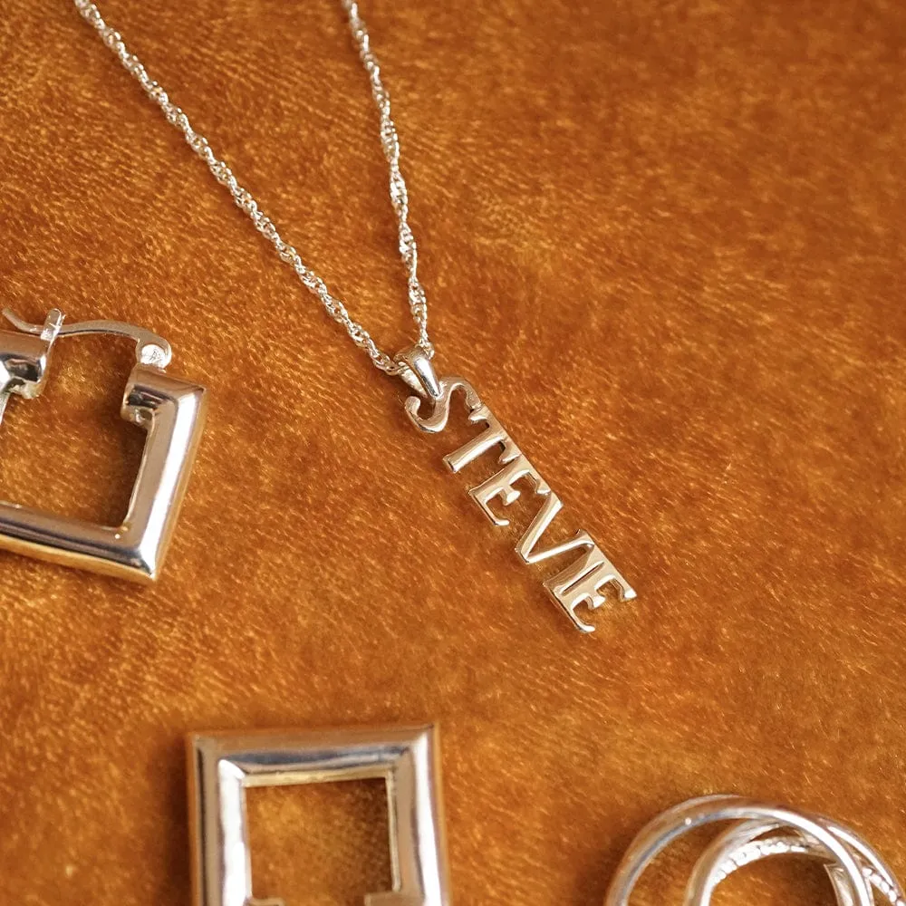 Personalised Name Pendant Sterling Silver sold by Daisy Jewellery product image thumbnail 3