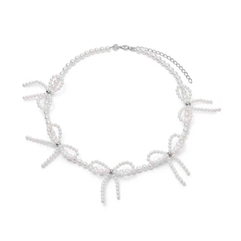 Pearl Bow Necklace Sterling Silver sold by Daisy Jewellery