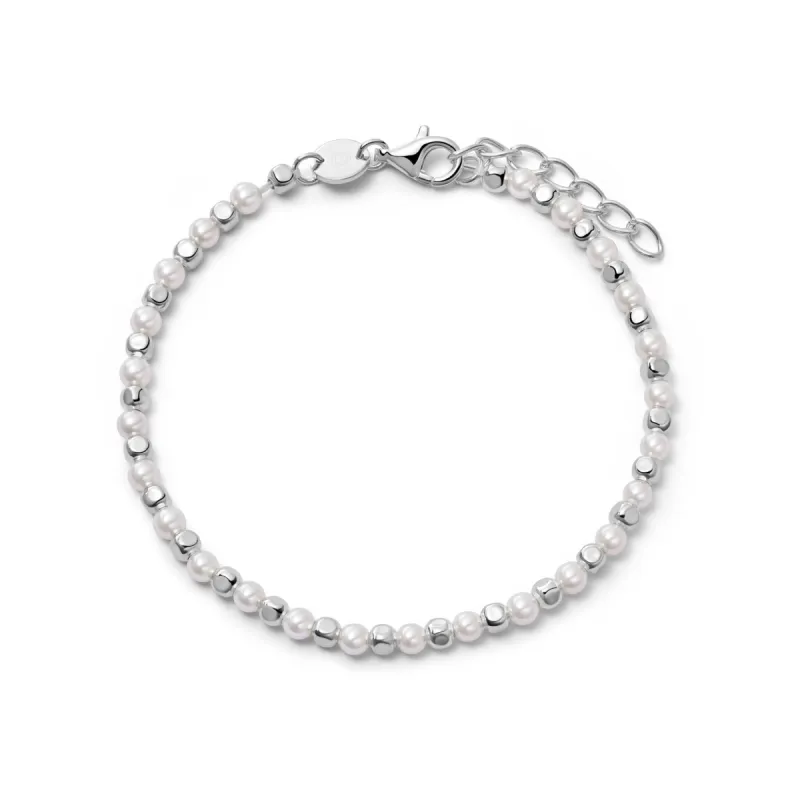 Pearl And Spacer Bracelet Sterling Silver sold by Daisy Jewellery