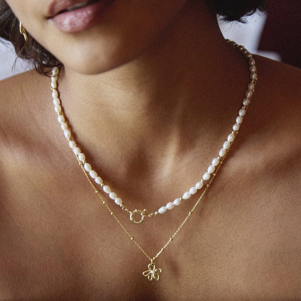 Triple Pearl And Spacer Necklace 18ct Gold Plate sold by Daisy Jewellery product image thumbnail 2