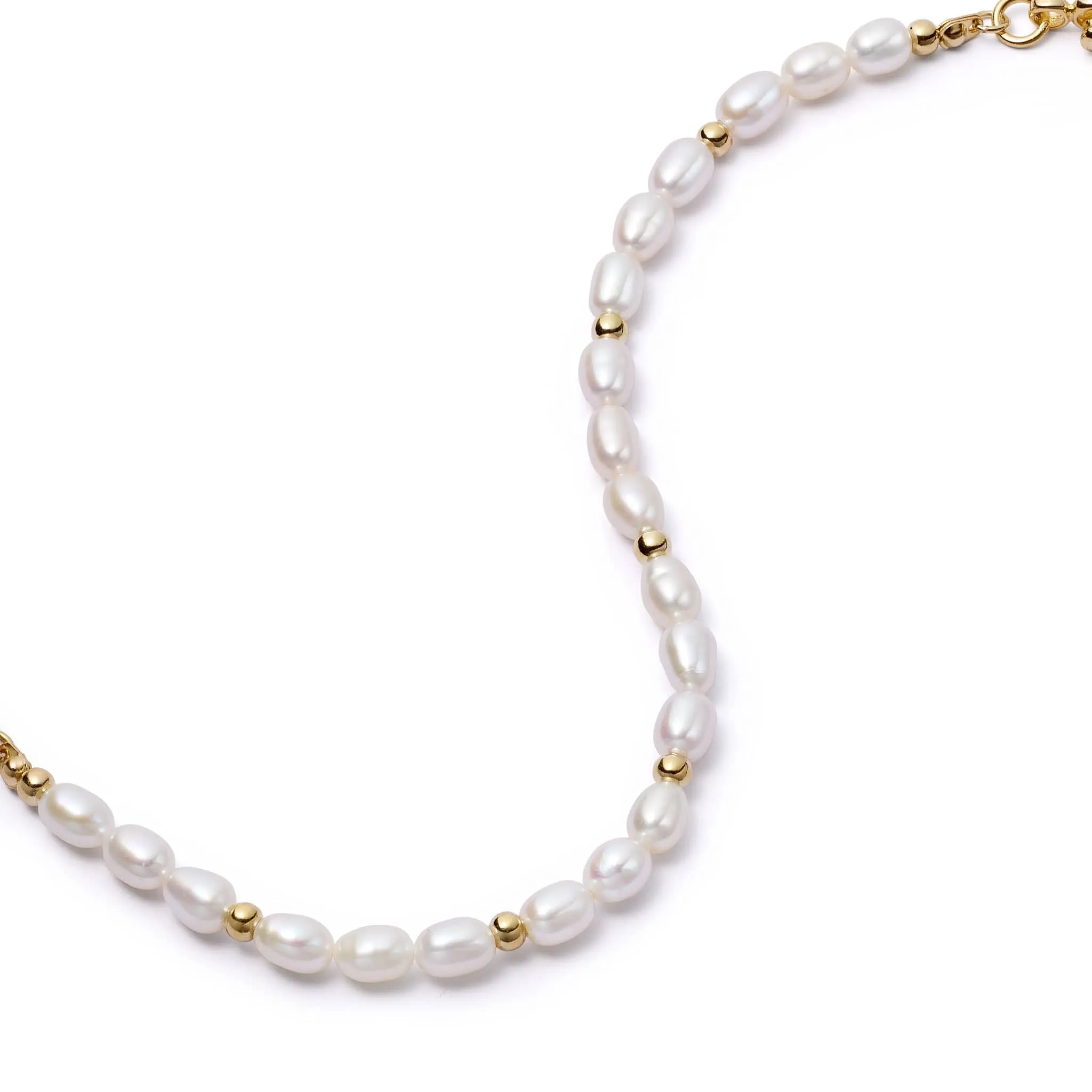Triple Pearl And Spacer Necklace 18ct Gold Plate sold by Daisy Jewellery