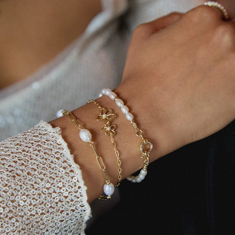 Pearl Beaded Chain Bracelet 18ct Gold Plate sold by Daisy Jewellery product image thumbnail 2