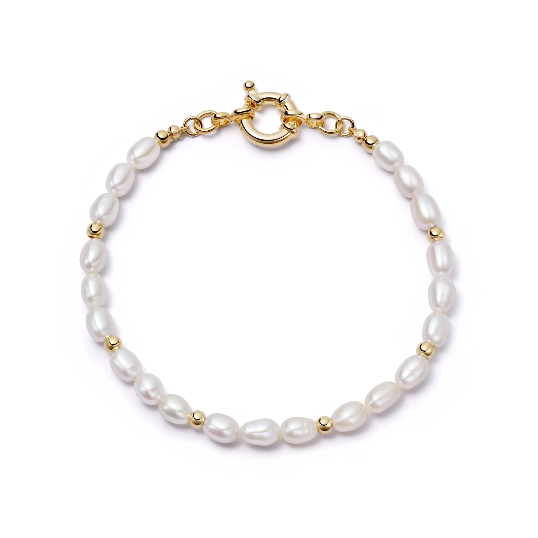 Pearl Beaded Chain Bracelet 18ct Gold Plate sold by Daisy Jewellery