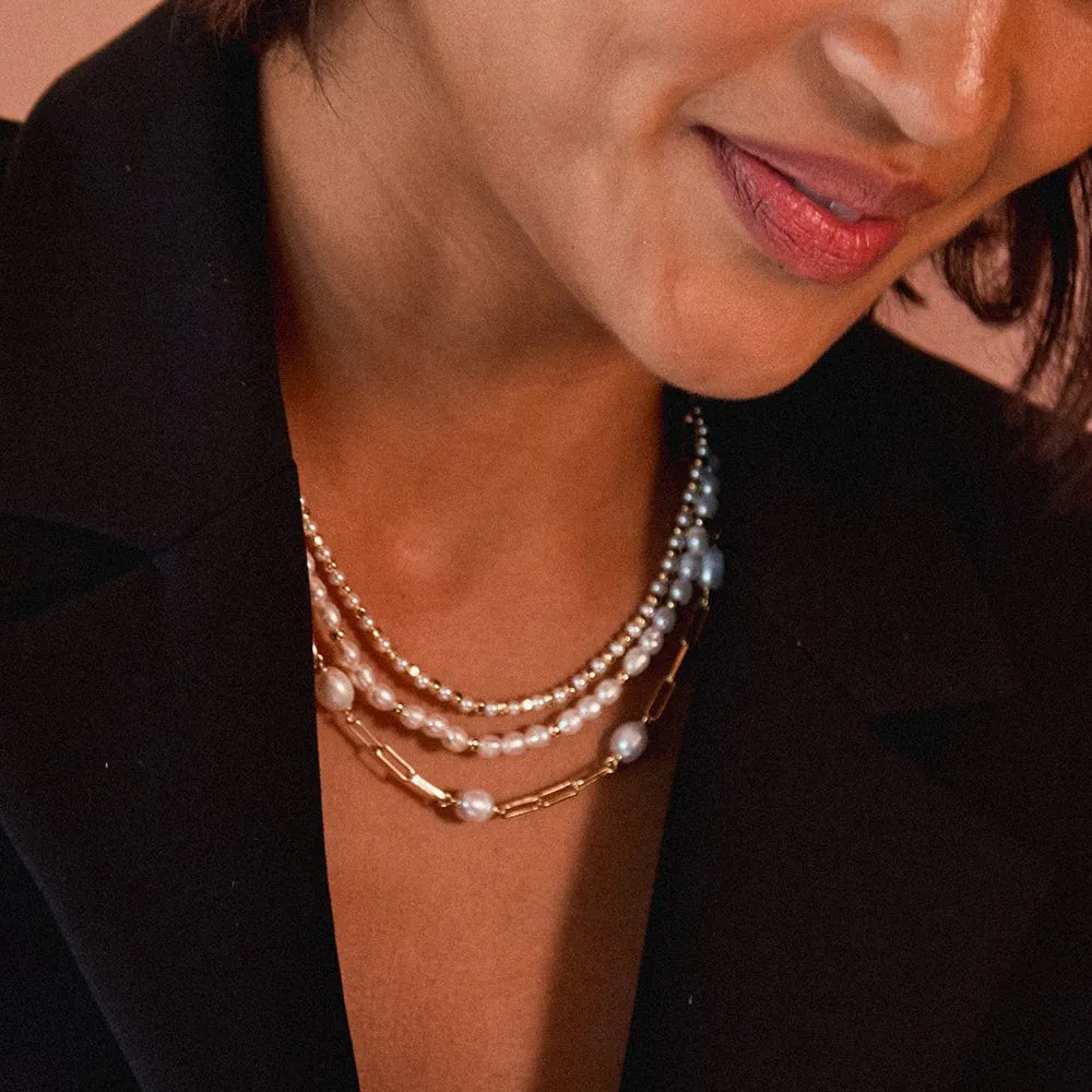 Pearl Chunky Chain Necklace 18ct Gold Plate sold by Daisy Jewellery product image thumbnail 2