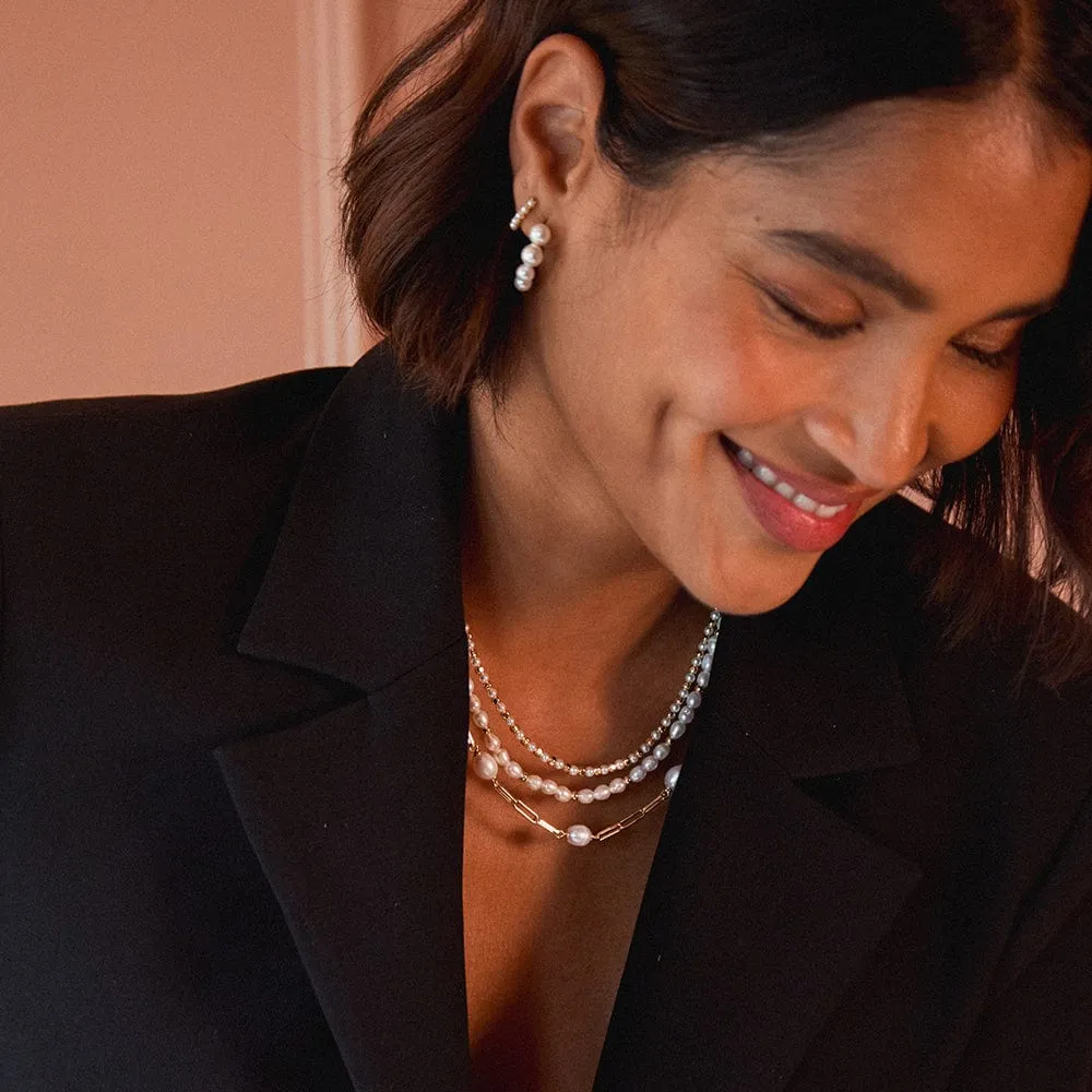 Pearl Chunky Chain Necklace 18ct Gold Plate sold by Daisy Jewellery product image thumbnail 4