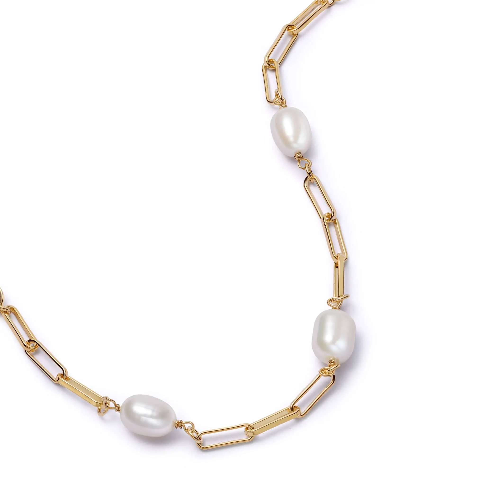 Pearl Chunky Chain Necklace 18ct Gold Plate sold by Daisy Jewellery