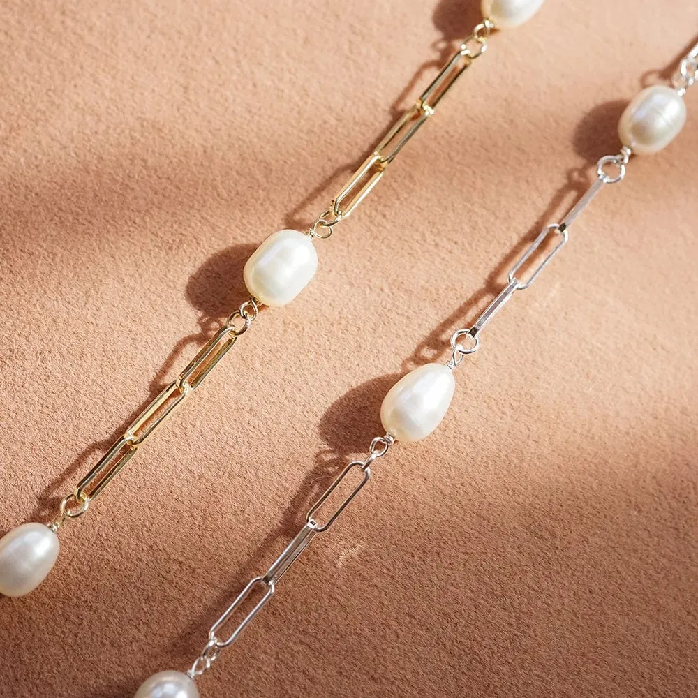 Pearl Chunky Chain Necklace 18ct Gold Plate sold by Daisy Jewellery product image thumbnail 3