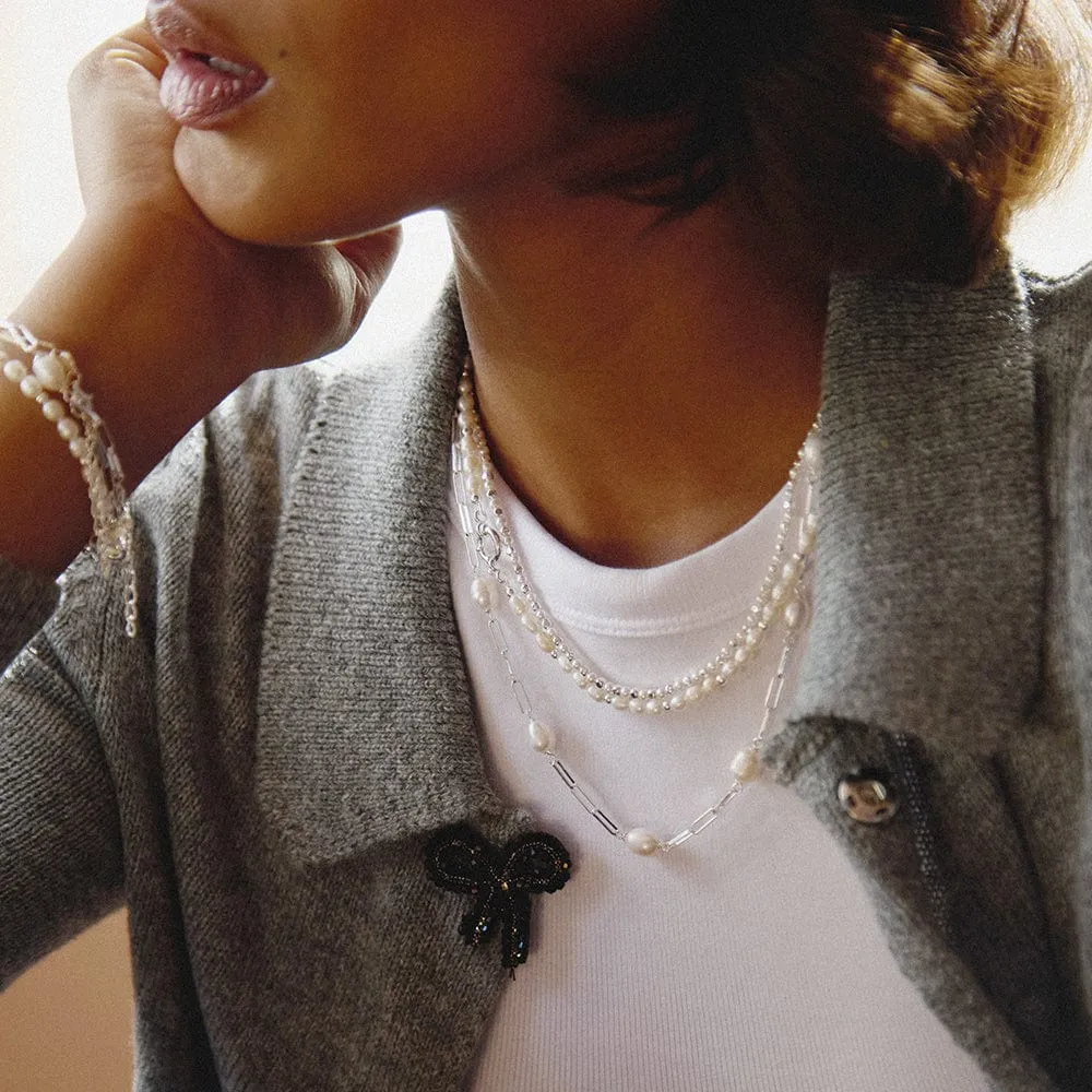 Pearl Chunky Chain Necklace Sterling Silver sold by Daisy Jewellery product image thumbnail 4