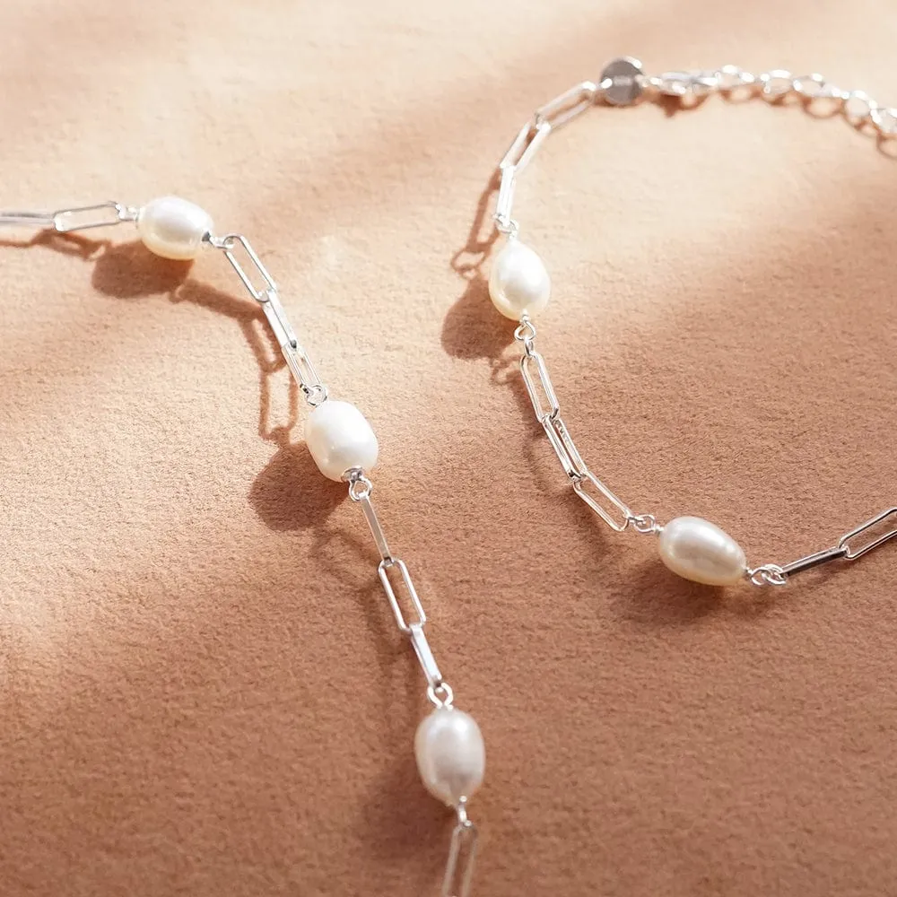 Pearl Chunky Chain Bracelet Sterling Silver sold by Daisy Jewellery product image thumbnail 3