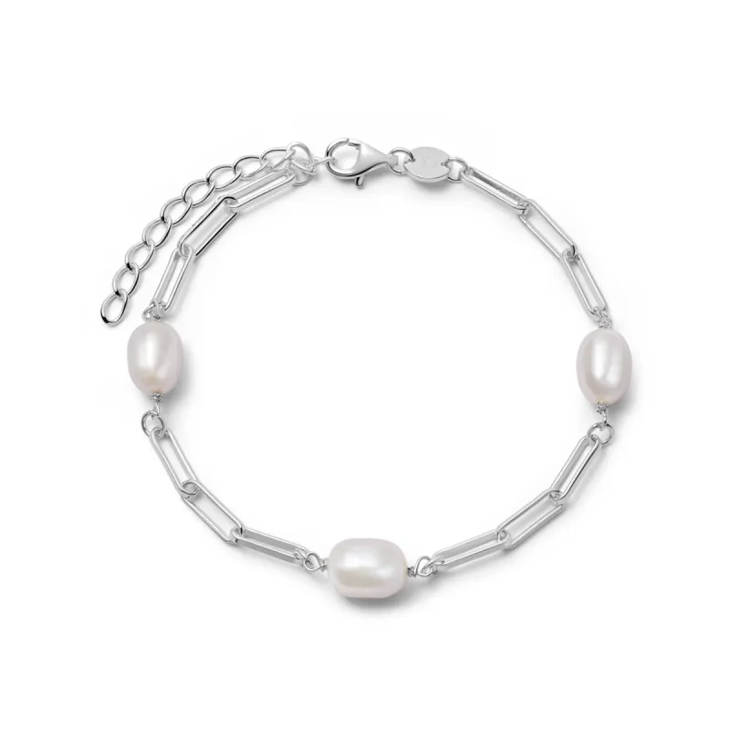 Pearl Chunky Chain Bracelet Sterling Silver sold by Daisy Jewellery